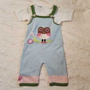 Zackali 4 Kids Vintage Knit Owl Romper, 100% Cotton, Vintage, Boutique, Size 12M